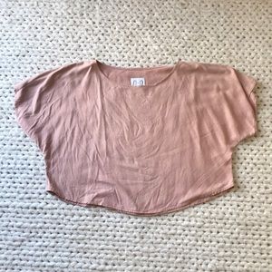 Jamie + The Jones raw silk Blank Canvas Top in light pink color
